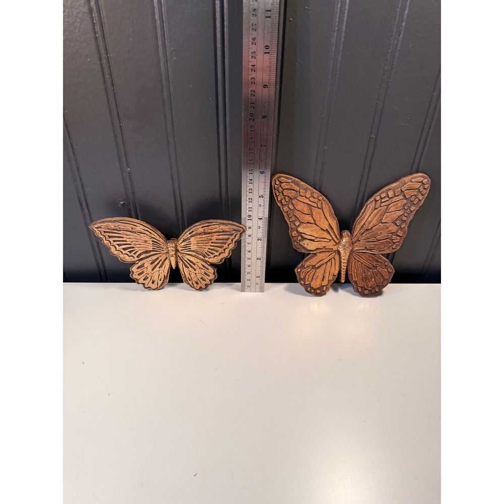 Vintage 1967 Syroco Butterfly Wall Art Set of 2 Gold MCM Decor 7040 7041 USA